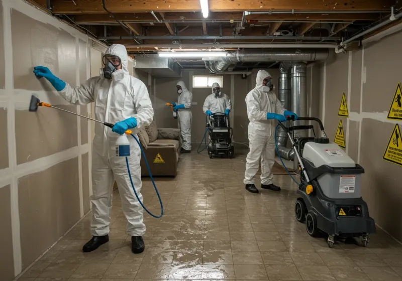 Basement Moisture Removal and Structural Drying process in Lawrenceburg, TN